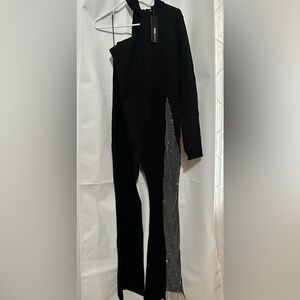 Fashion Nova Black Jumpsuit with Silver Accents
